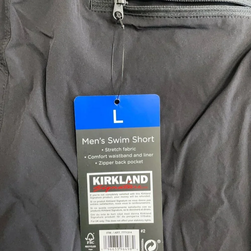 Kirkland Signature Men's L Stretch Swim Short Black N0785
